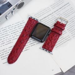 Dây đồng hồ Apple Watch da cá sấu màu đỏ đẹp cá tính