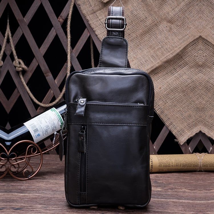 Túi đeo chéo da thật màu đen sang trọng cá tính - 800598