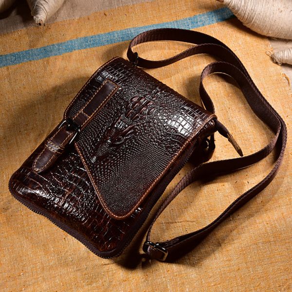 Túi đeo chéo nam da bò vân cá sấu - 841272
