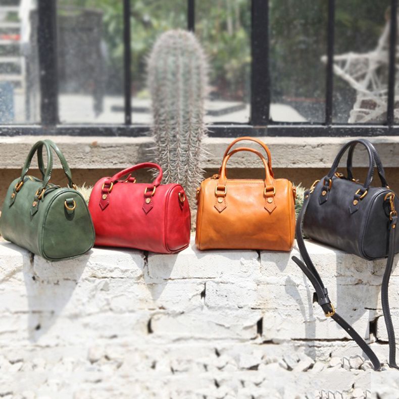 Túi trống nữ nhỏ gọn xách tay, đeo chéo da thật - 3613228