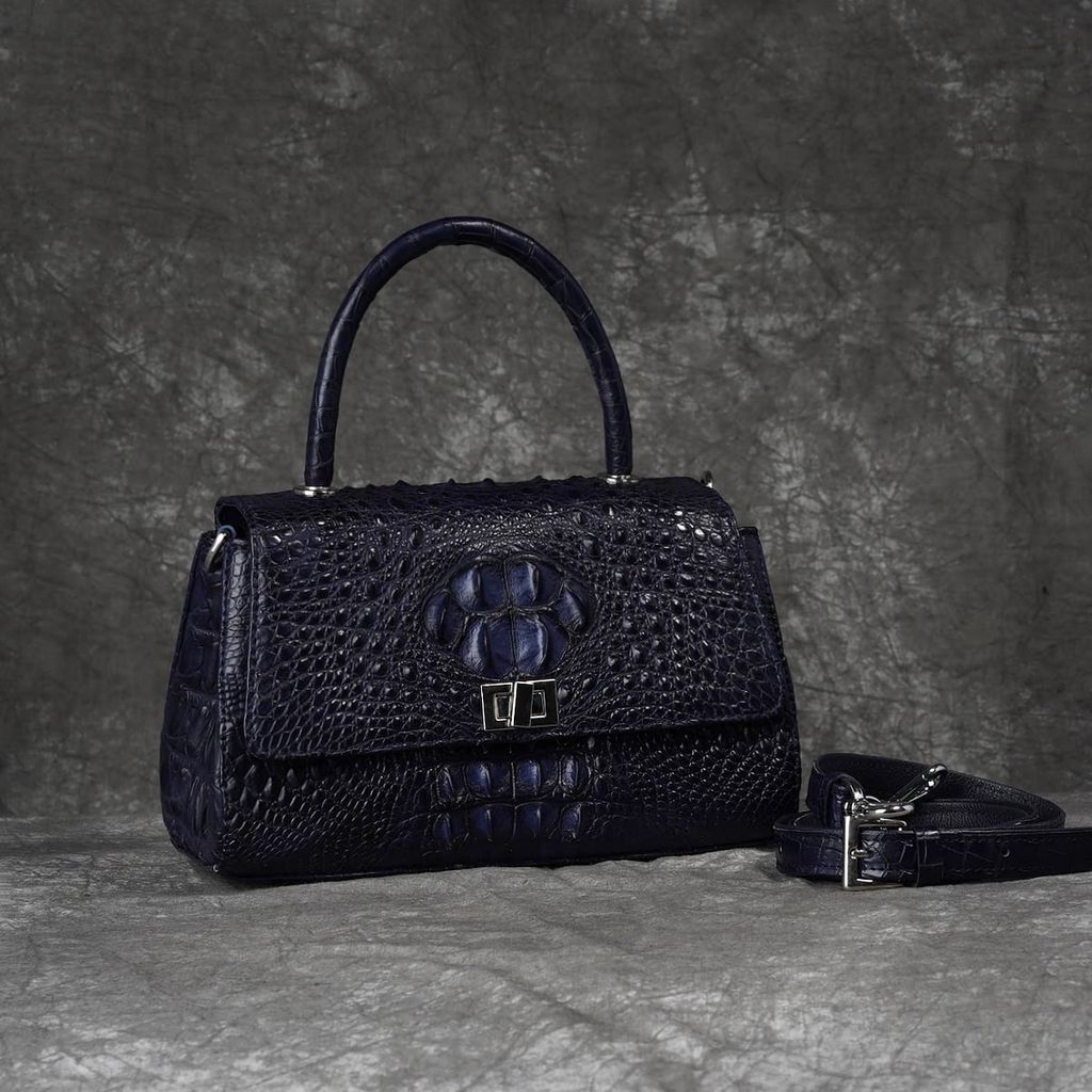 Túi xách nữ có quai đeo chéo Cá Sấu - Xanh navy 2341