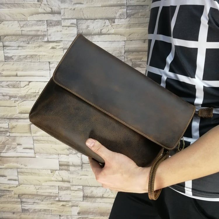 Túi đeo chéo kiêm Clutch cầm tay da sáp mỏng bụi bặm cá tính - 1345743