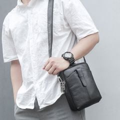 Túi da đeo chéo nam dáng đứng mềm mại thời trang - 1345874