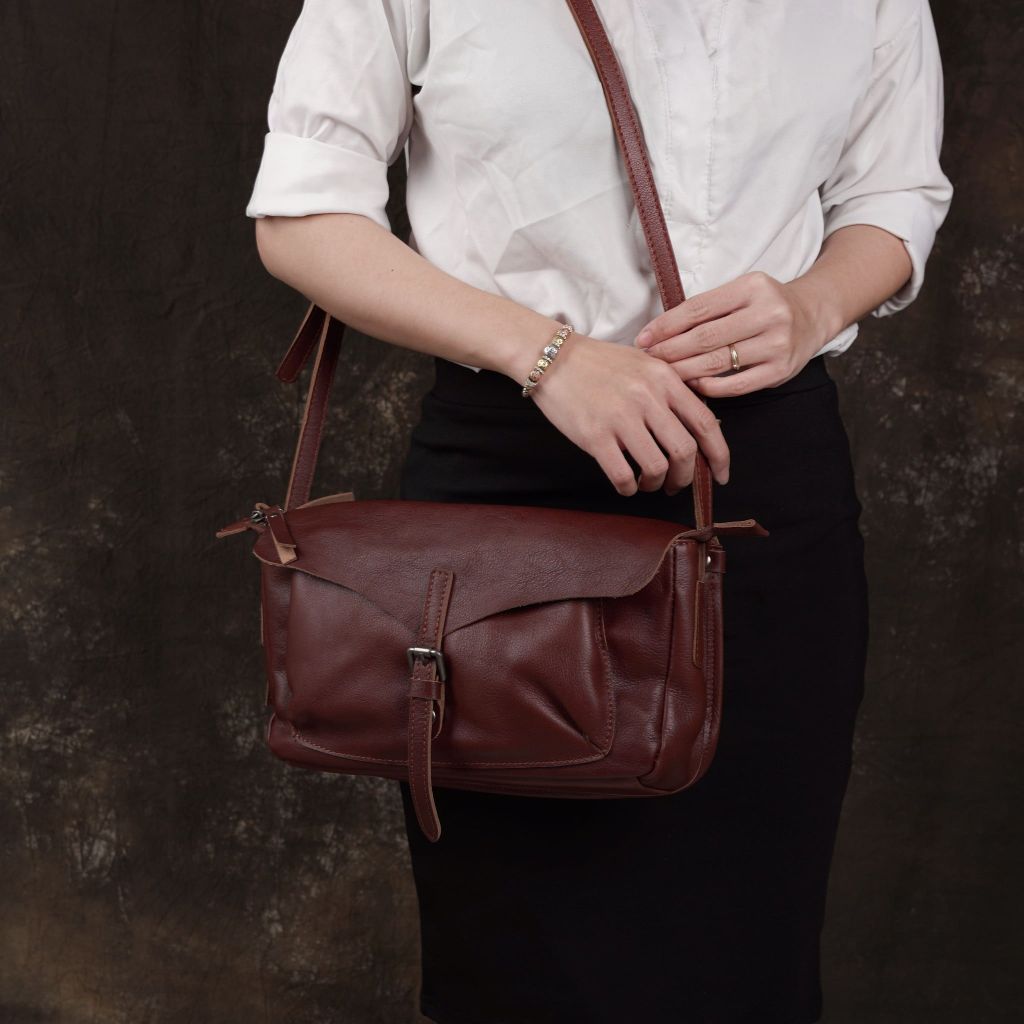 Túi đeo chéo nữ đơn giản da bò thật - 941146