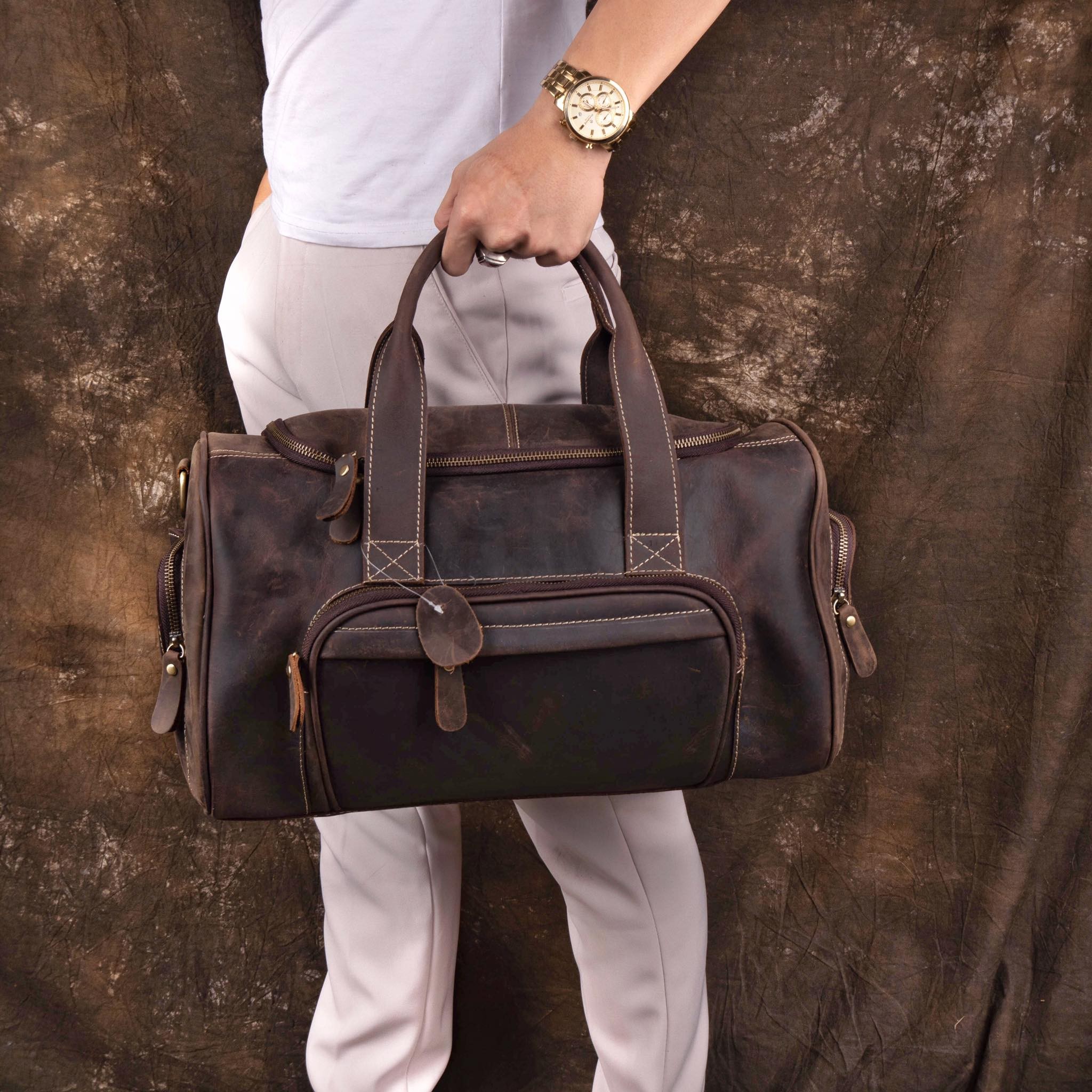 Túi xách du lịch da bò kiểu dáng cổ điển - 841389