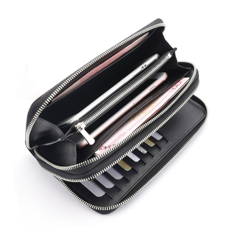 Ví cầm tay da bụng Cá Sấu hai khóa sang trọng - 3110338