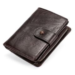 Ví gấp khóa kéo da bò thật đa năng - 4514105