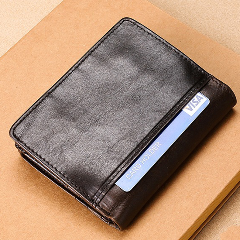 Ví gấp khóa kéo da bò thật đa năng - 4514105