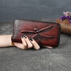Ví nữ cầm tay một khóa da bò họa tiết độc đáo - 4516875