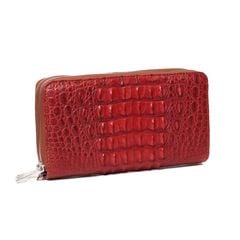 Ví cầm tay Clutch hai khóa kéo da lưng Cá Sấu cỡ lớn - Đỏ son 2314