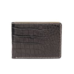 Ví da cá sấu hai mặt dáng ngang thủ công - Đen 2911216