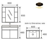  Bộ tủ Lavabo hợp kim Nhôm chịu nước Eurolife BLV-AL03 (Trắng nâu) 