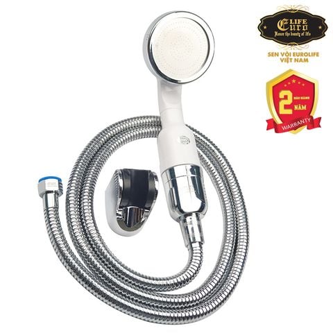 Bộ tay dây sen siêu tăng áp lõi lọc Nano Eurolife EL-109SH (Trắng bạc)