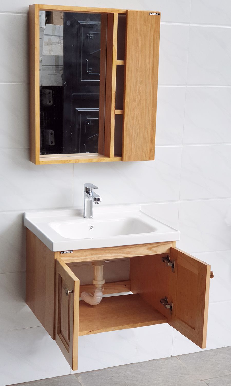 Bộ tủ Lavabo gỗ Sồi Nga Eurolife BLV-VN-G01 Nâu gỗ – SEN VÒI EUROLIFE