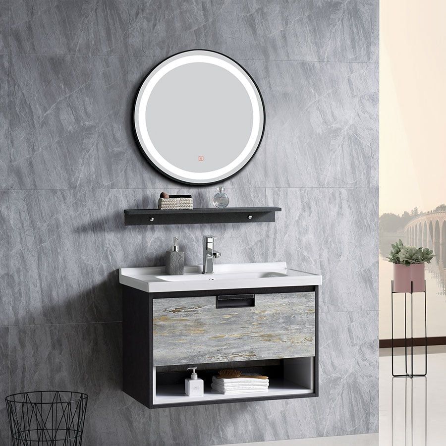  Bộ tủ Lavabo gỗ Polywood phủ Melamine - Gương Led Eurolife BLV-PM-S04 