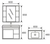  Bộ tủ Lavabo hợp kim Nhôm chịu nước Eurolife BLV-AL05 (Nâu nhạt) 