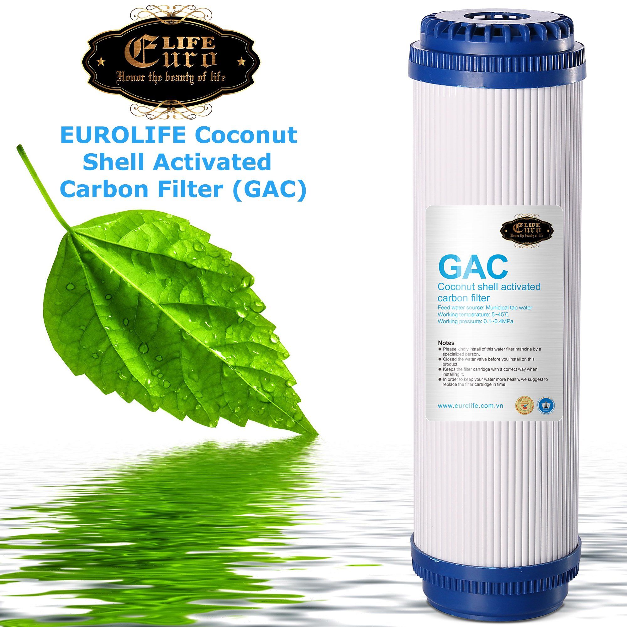  Lõi lọc GAC dùng cho máy lọc RO Eurolife (Granue Activated Carbon filter) 