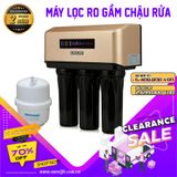  Máy lọc nước RO 5 cấp lọc uống trực tiếp, có đèn báo thay lõi Eurolife EL-RO-600P (Đen vàng) 