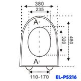  Nắp bồn cầu đóng êm Eurolife EL-PS216 (Trắng) 