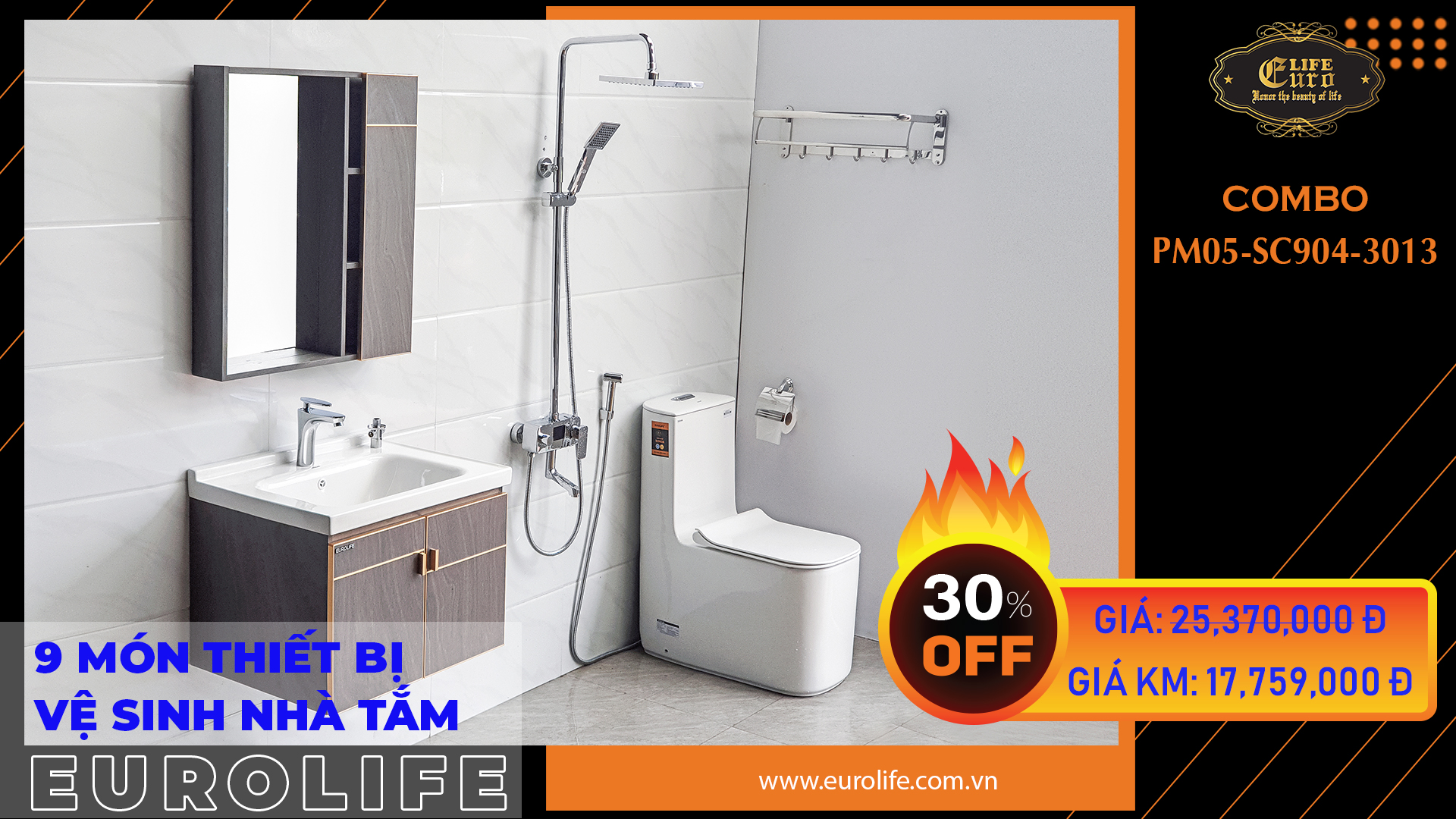 Trọn bộ thiết bị vệ sinh nhà tắm Eurolife CB PM05-SC904-3013 – SEN ...
