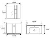  Bộ tủ Lavabo gỗ Polywood phủ Melamine chịu ẩm Eurolife BLV-PM01 Xám nhạt 