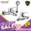  COMBO Bộ vòi sen nóng lạnh đồng mạ Chrome Eurolife EL-LOT01 (Trắng bạc) + Vòi lavabo nóng lạnh 2 chân đồng mạ chrome EL-LOT03 EUROLIFE COMBO EL-LOT0103 