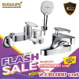  COMBO Bộ vòi sen nóng lạnh Đồng mạ Chrome EL-CAM 01 (Trắng bạc) + Vòi lavabo nóng lạnh 2 chân EL-CAM03 Eurolife COMBO EL-CAM0103 