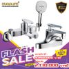 COMBO Bộ vòi sen nóng lạnh Đồng mạ Chrome EL-CAM 01 (Trắng bạc) + Vòi lavabo nóng lạnh 2 chân EL-CAM03 Eurolife COMBO EL-CAM0103