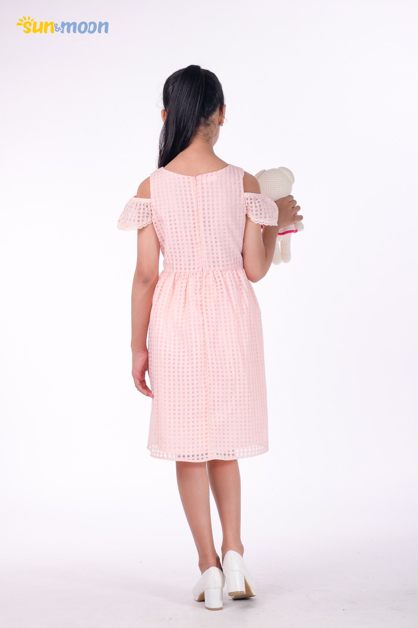 Đầm xòe hai dây rớt vai phối bèo KK10812  Thời trang công sở KK Fashion