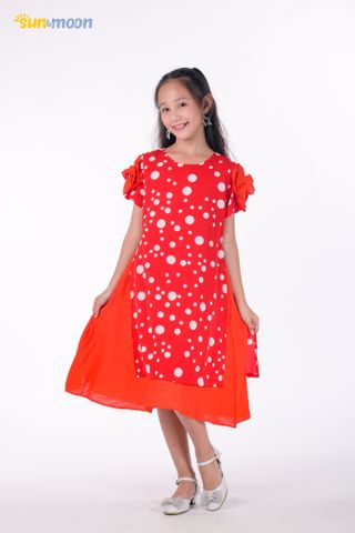  Áo dài bé gái tay đính hoa Sun & Moon 