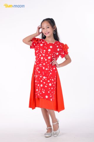  Áo dài bé gái tay đính hoa Sun & Moon 