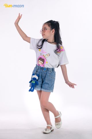 Áo thun bé gái in hình cô gái Cute Sun & Moon 