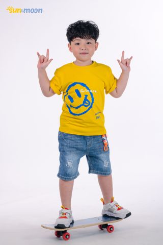  Áo thun tay ngắn bé trai in mặt cuời Sun & Moon 