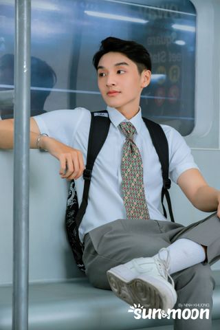  Set16 Áo sơ mi bé trai + Quần tây dài + Nơ cổ (Xám) 