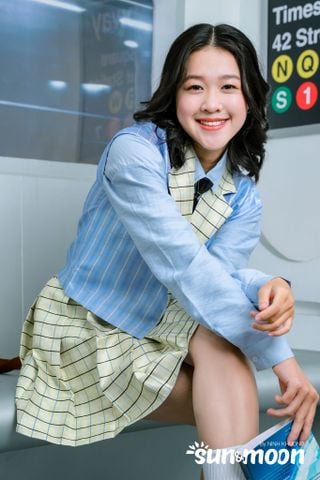  Set03 Vest + Áo sơ mi + Chân váy + Nơ cổ Teen Models (Xanh dương) 