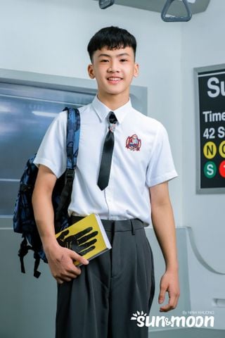  Set13 Áo sơ mi bé trai + Quần tây dài + Nơ cổ (Xám đen) 