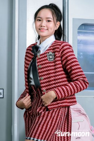  Set06 Vest + Áo sơ mi + Chân váy + Nơ cổ Teen Models (Đỏ) 