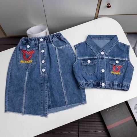  Bộ váy jean 2 túi Mickey 