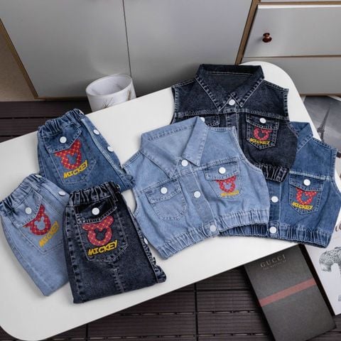  Bộ váy jean 2 túi Mickey 
