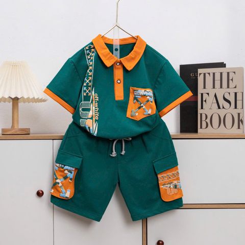  Bộ thun cổ trụ viền túi-Trai 