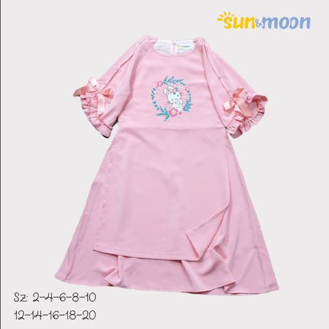  Áo dài bé gái đính hạt thêu thỏ Sun & Moon 