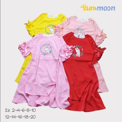  Áo dài bé gái đính hạt thêu thỏ Sun & Moon 