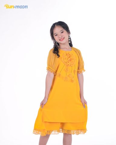  Áo dài bé gái đính bông ngực Sun & Moon 