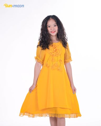  Áo dài bé gái đính bông ngực Sun & Moon 