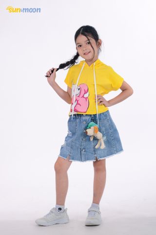  Aó thun bé gái có nón 