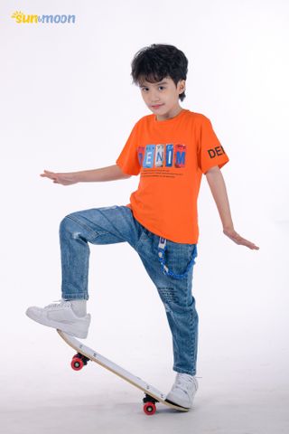  Áo thun bé trai tay ngắn in Denim 