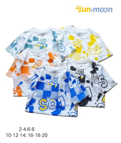  Áo thun tay ngắn bé trai Sun & Moon in loang 