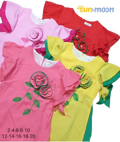  Áo dài màu đính bông viền Sun & Moon 