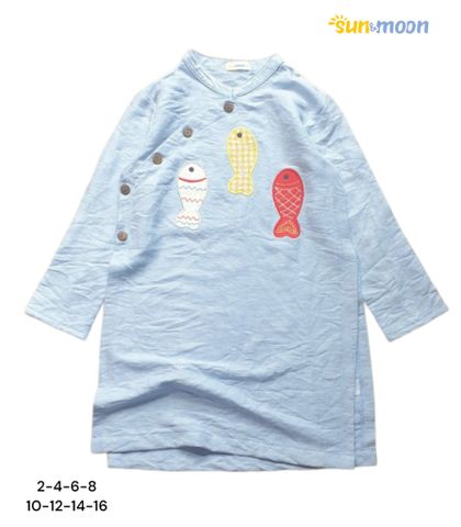  Áo dài bé trai Sun & Moon thêu cá 