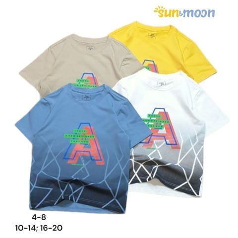  Áo thun bé trai tay ngắn in chữ A Sun&Moon 